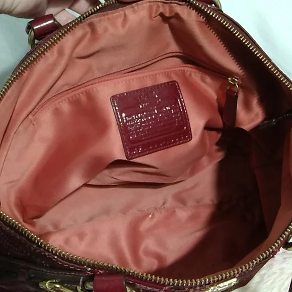 SALE! Auth Coach Sophia Mad Dotted Art Dark Red/Gold Bag & NWT Wristlet Bundle - Picture 13 of 16